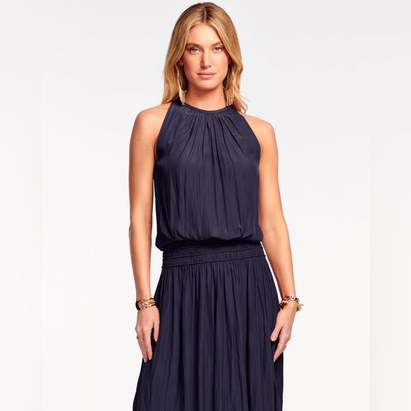 Ramy Brook Audrey Smocked Midi Dress, Small, Navy, $425 - Picture 5 of 13